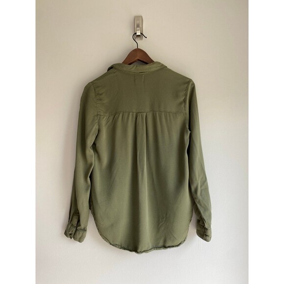 Harper Lace-Up Blouse - Olive Green - Size XS - Picture 4 of 7